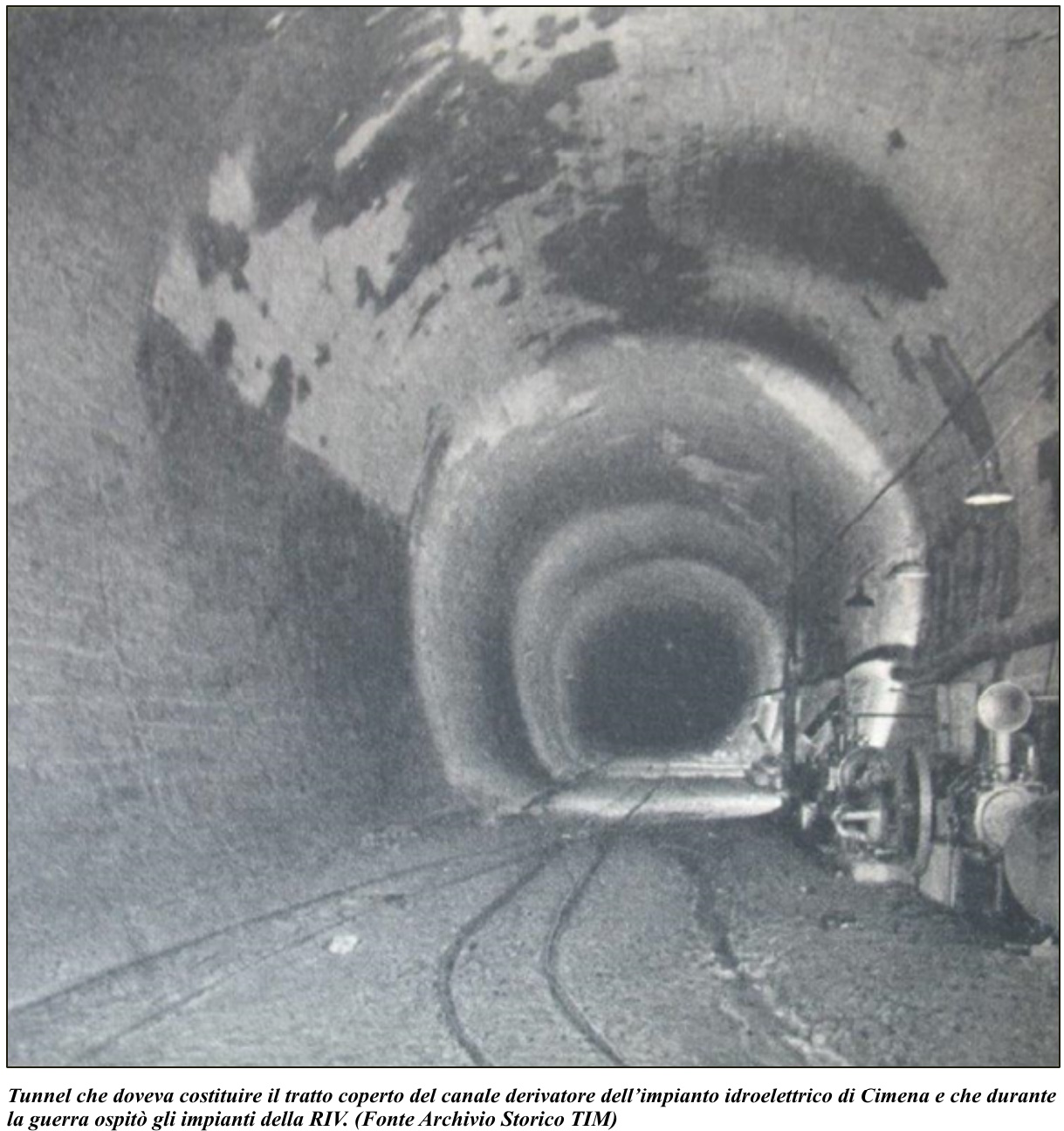 Canale idroeletrico San Raffaele Cimena, tunnel